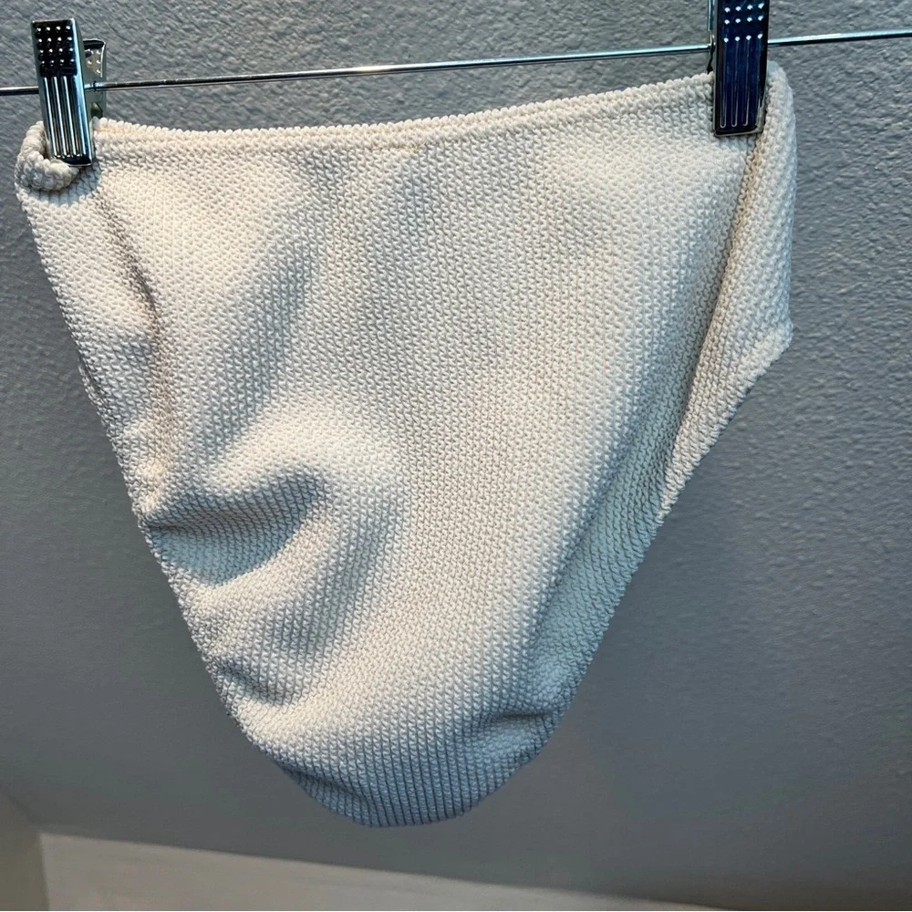 PRETTYLITTLETHING Cream High-Rise Bikini Botton. (No Top). Size 8